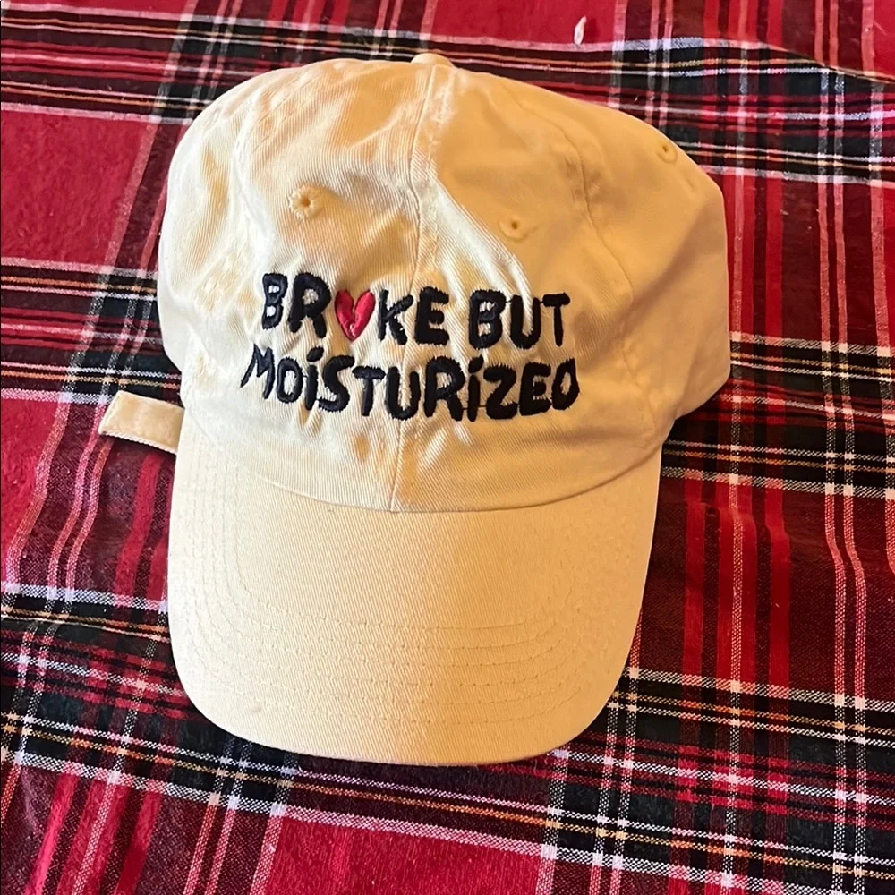 Butter Yellow Cap with Embroidered Text - Picture 1 of 4